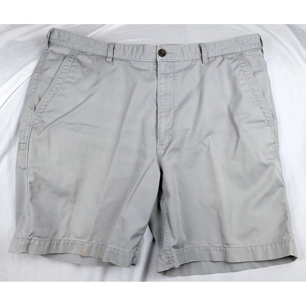 Savane Mens Light Gray Chino Shorts Size 38 Cotton Blend Flat Front Utility